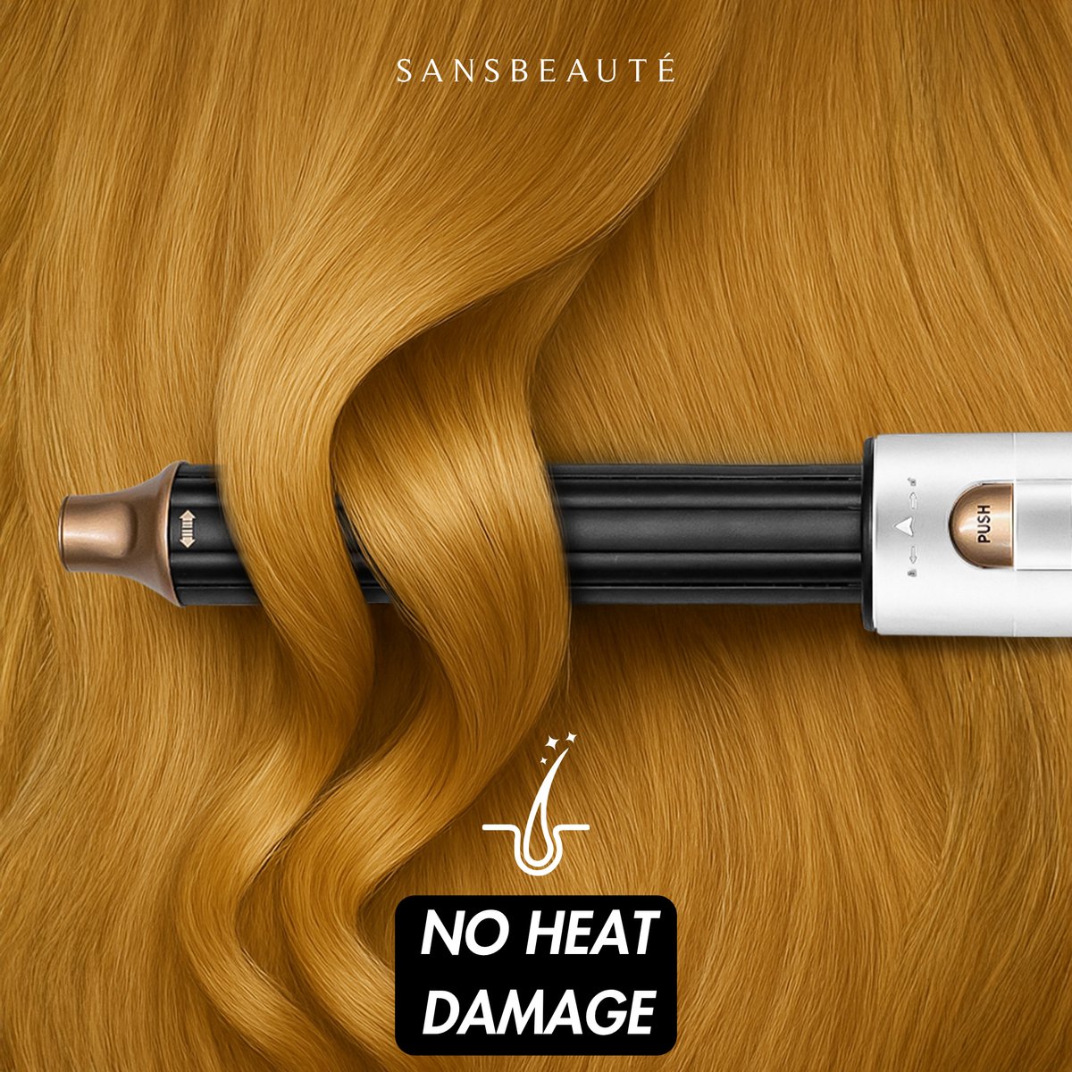 Sansbeauté 4-in-1 Airstyler - Multistyler - Föhnborstel - Krulborstel - Stijlborstel - 1400W - Ionentechnologie - Wit/Goud