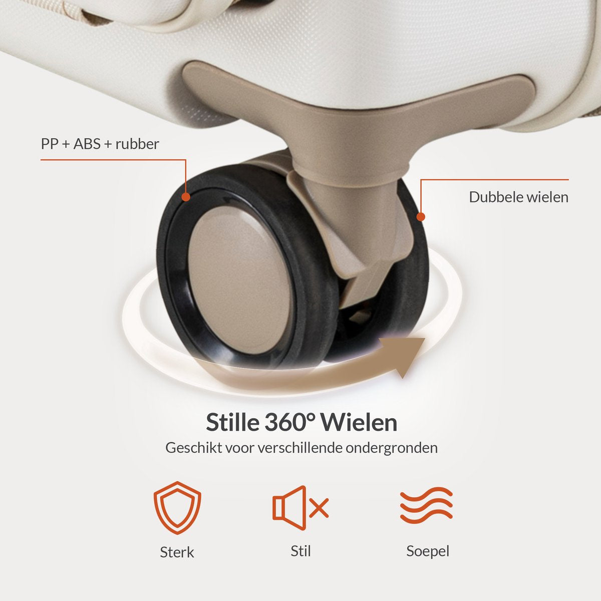 Nohrd Handbagage Koffer 35 L - Spinner Wielen - Trolley Lichtgewicht - Dubbel TSA Slot - Reiskoffer - Handig Voorvak - Ivoor