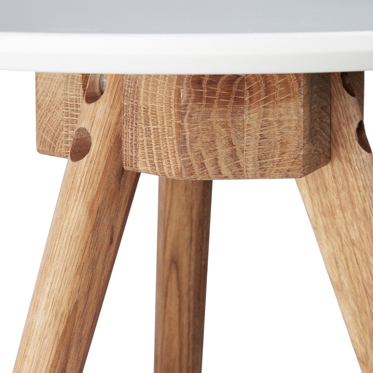 WOLTU Bijzettafel Set van 3 Wit/Walnoot - 50, 40 en 32 cm - Rond - Nestbaar