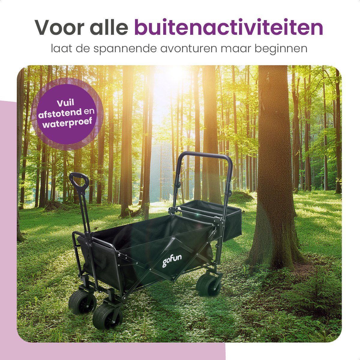 Gofun - Bolderkar & Bolderwagen - 150 kg Draagvermogen - Opvouwbaar Met 360 Graden Draaibare Wielen - 83 x 44 x 26 cm - Metaal & Polyester - Zwart