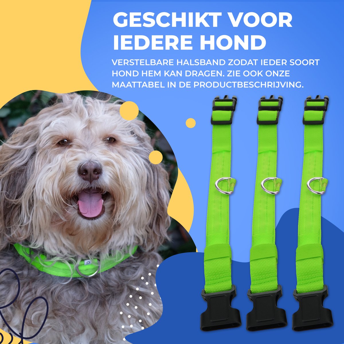 Dutchwide Lichtgevende Hondenhalsband - Extra Sterk - Klikhalsband - Verstelbaar - Reflecterend - Maat L - Groen