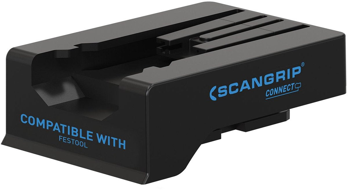 Scangrip – Connector Festool Accu 18V – 03.6153C – Voorzien Van Connect Serie Technologie En Compatibiliteit Met Festool Accu's En Stevige Vergrendeling – Voor Werklampen En Bouwplaatsen – Zwart Kunststof