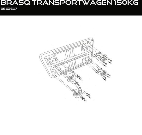 BRASQ Transportwagen - Draagvermogen 150 KG - Plateauwagen - Meubelroller - Dolly - Transportkar - Magazijnwagen - Platformwagen