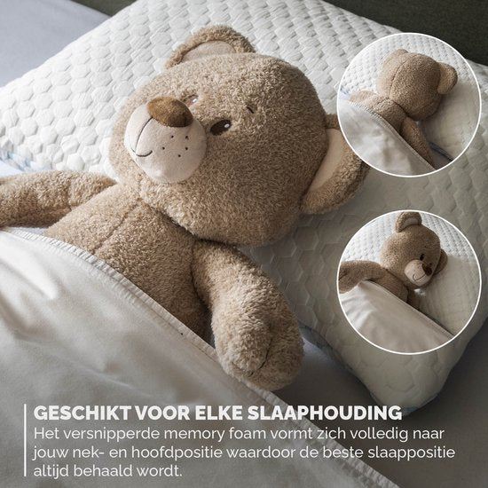 BREND BR-2215 CloudComfort Hoofdkussen voor alle Slaapposities – Memory Foam - Met Warme en Koele Kant - Aanpasbaar Comfort - Wit