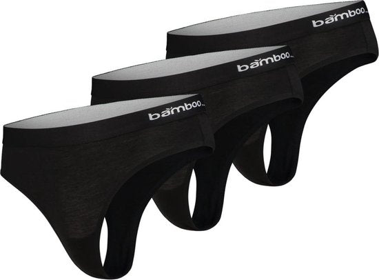 Apollo Dames String Zwart Bamboe 3-pack - Maat XL