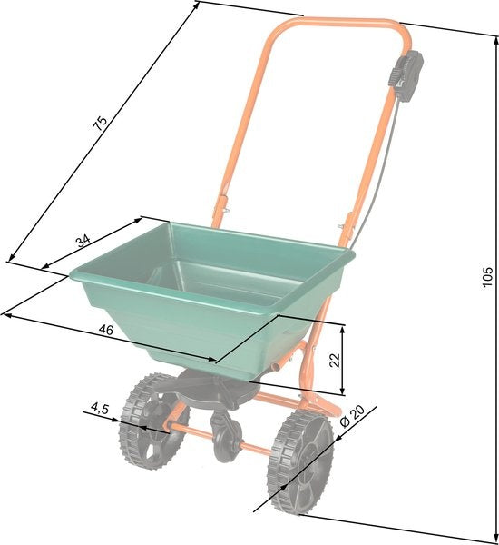 Tectake - Strooiwagen - 25 liter - 402424
