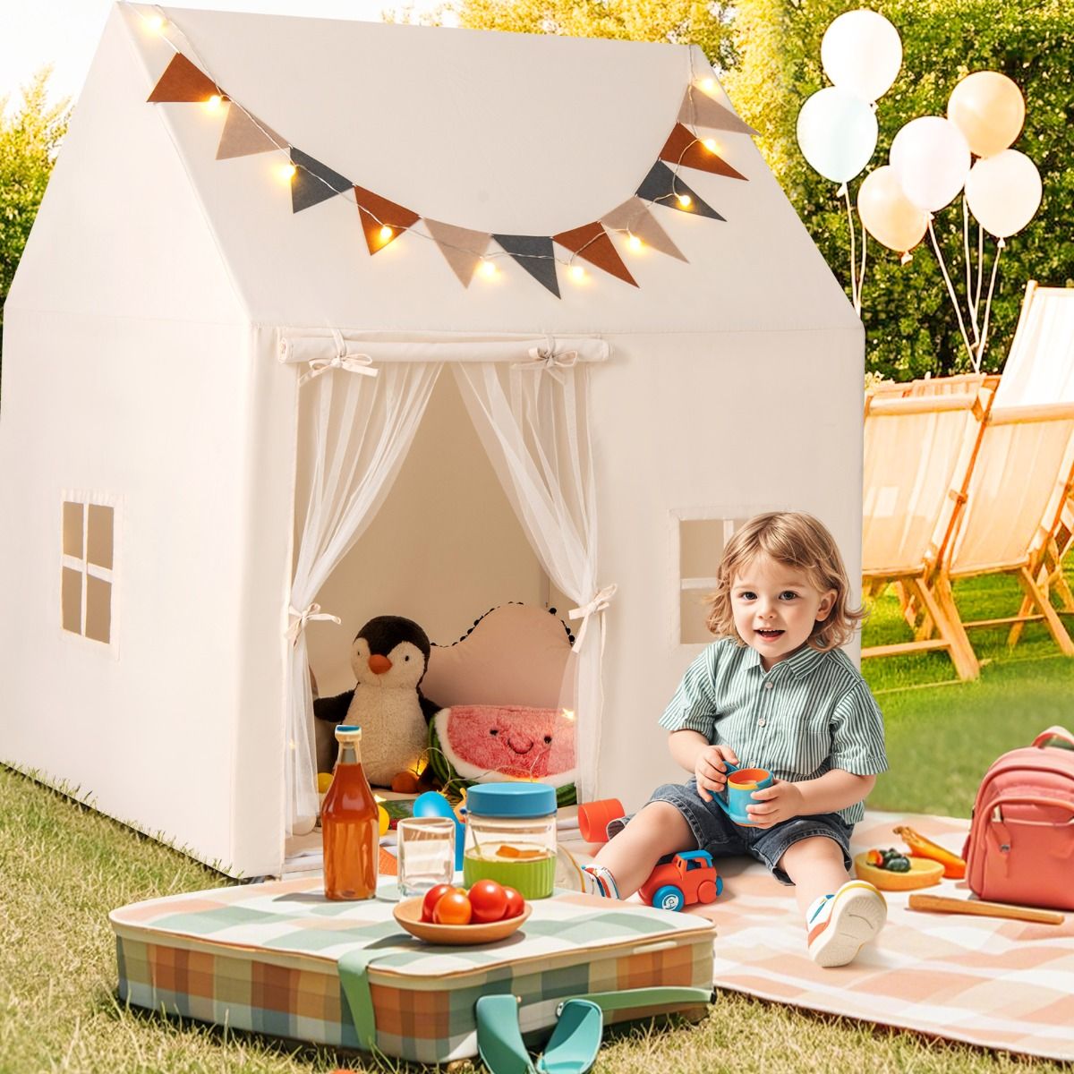 Coast Speeltent voor Kinderen - Incl. Lichtsnoer - 123 x 107 x 137 cm - Beige