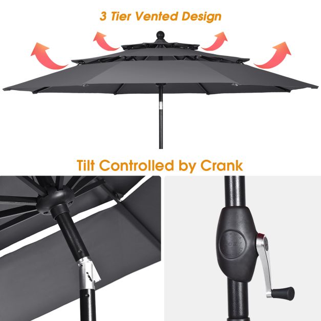 Coast Parasol - 300 cm - Knikbaar - Windbestendig - Aluminium - UV Bescherming - Grijs