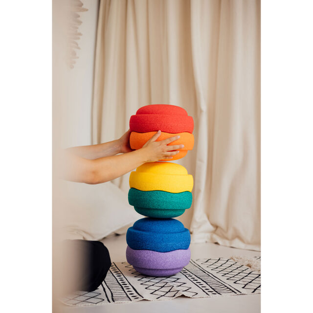 Stapelstenen - Balanceerstenen - regenboog - 6 stuks - Balans speelgoed - Rond