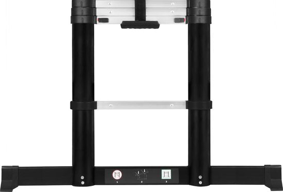 VONROC PRO telescoopladder - 3,80 meter - goedgekeurd volgens EU- en NL-veiligheidsnormen - softclose - geïntegreerde muursteunen en dwarsbalk voor meer grip en veiligheid