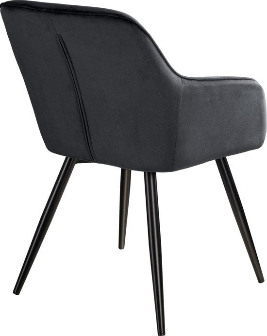 tectake® - Stoel - eetkamerstoel - Marilyn fluweellook zwart - 403663