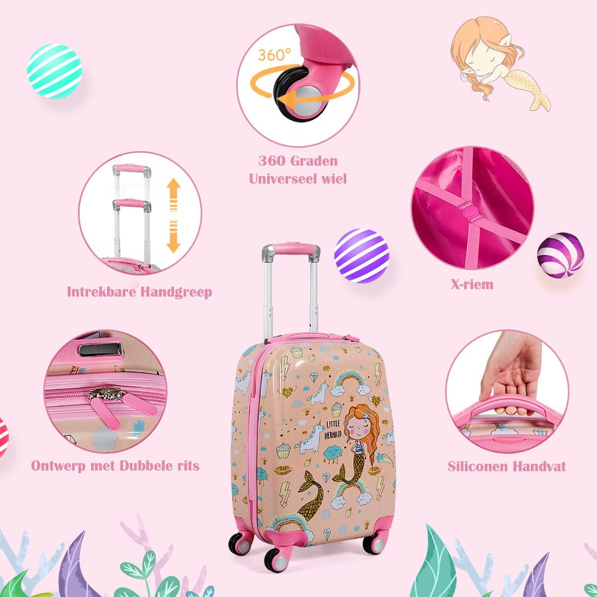 Coast Kinderkofferset 2-delig Kindertrolley + Rugzak Zalmroze