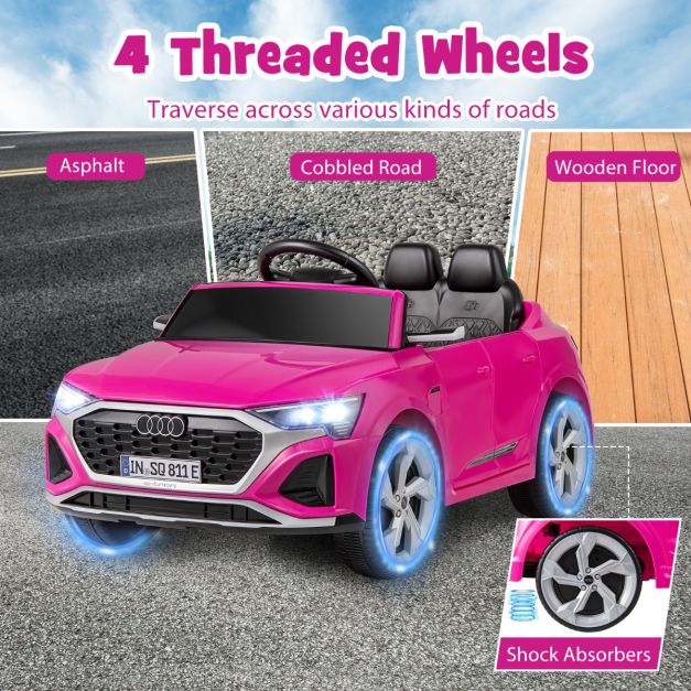 Coast 12V Elektrische Kinderauto Audi SQ8 met Afstandsbediening Zwart/Roze