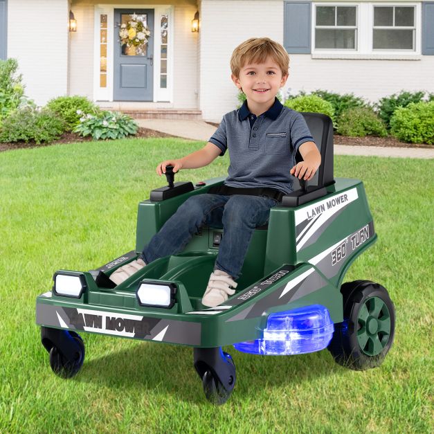 Coast Elektrische Kindergrasmaaier 12V – Ride-On met LED Verlichting 72 x 62 x 54 cm – Groen