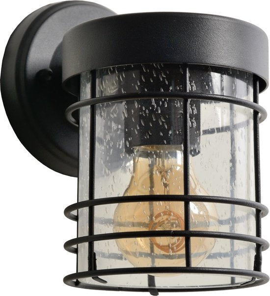 Lucide KEPPEL - Wandlamp Binnen/Buiten - 1xE27 - IP23 - Zwart