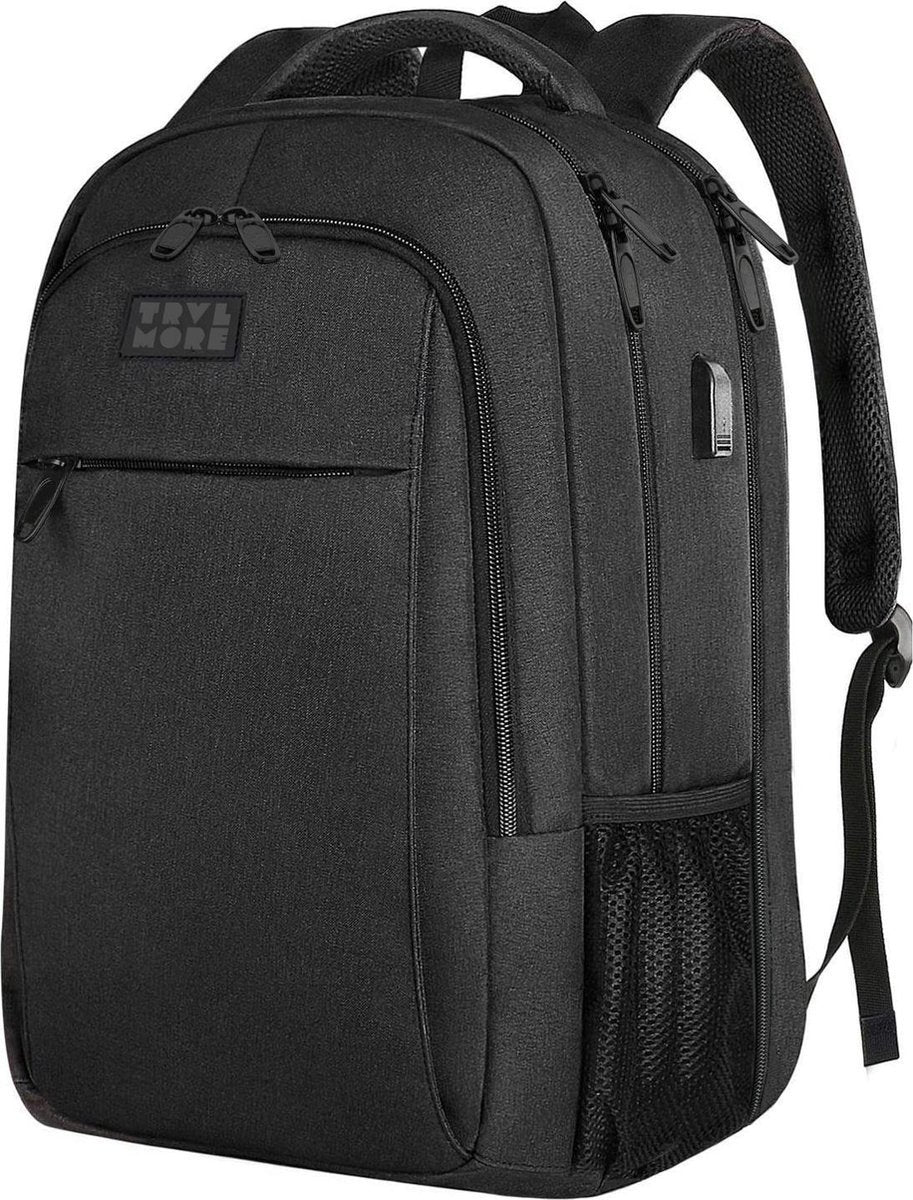 TRVLMORE Rugzak - 36L - 17,3 inch - Laptop Rugtas - Schooltas - Unisex - Spatwaterdicht Zwart