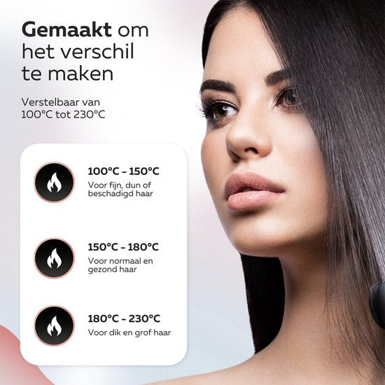 Beeperfect® Stijltang Pro Straight - Stijlen & Krullen - Stijltangen - Hair Straightener - 80℃ t/m 230℃ - Incl. Hittemat
