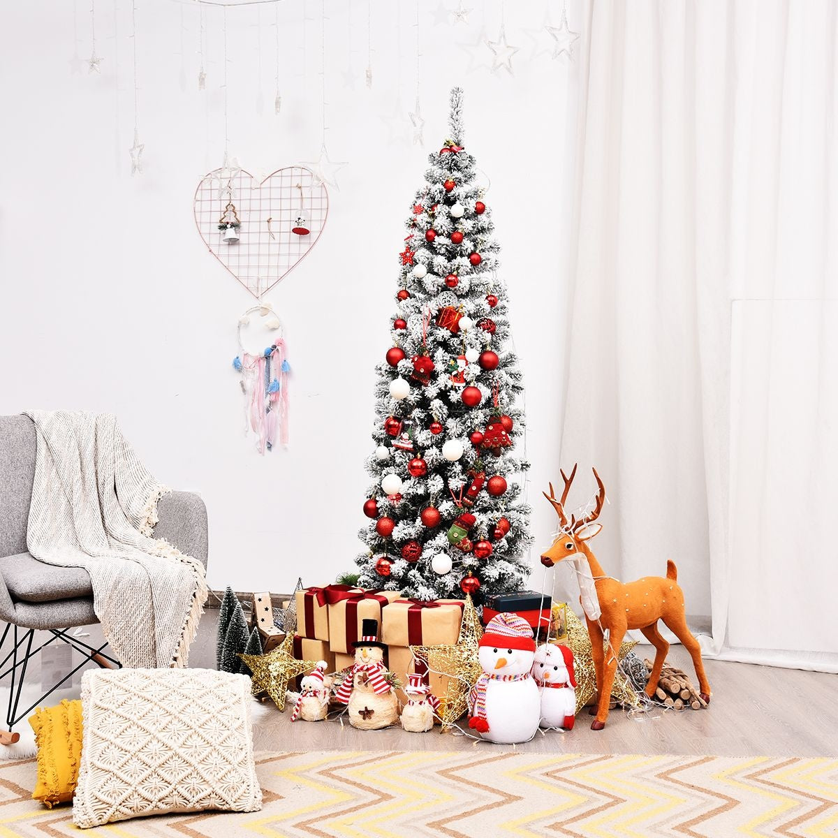 Coast Potlood Kerstboom Met Sneeuw - Met Metalen Voet - 180 cm