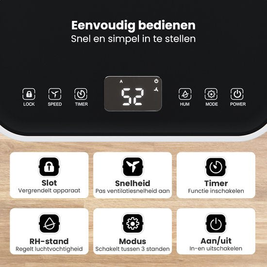 Auronic Luchtontvochtiger - Compact Series - 10L per dag - 2L Waterreservoir - Was-droog functie - Slaapkamer, Badkamer en Woonkamer - Vochtopnemer voor in Huis - Dehumidifier - Wit