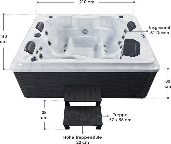Whirlpool Oasis voor buiten - 3 persoons bubbelbad met 31 jets