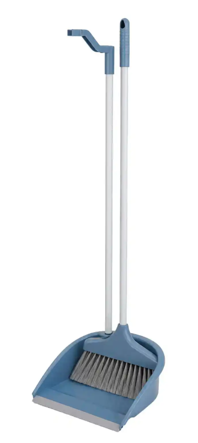 Ultra Clean Stoffer En Blik Met Lange Steel – Ergonomische Staande Set Voor Eenvoudig En Rugvriendelijk Vegen – Lichtgewicht Voor Thuis En Camping – Zwart/Grijs – 62 cm