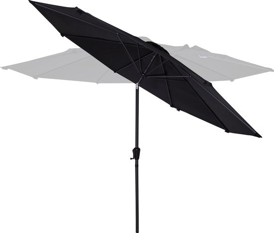 VONROC Premium Stokparasol Recanati Ø300cm – Incl. beschermhoes - Ronde parasol - Kantelbaar – UV werend doek - Zwart