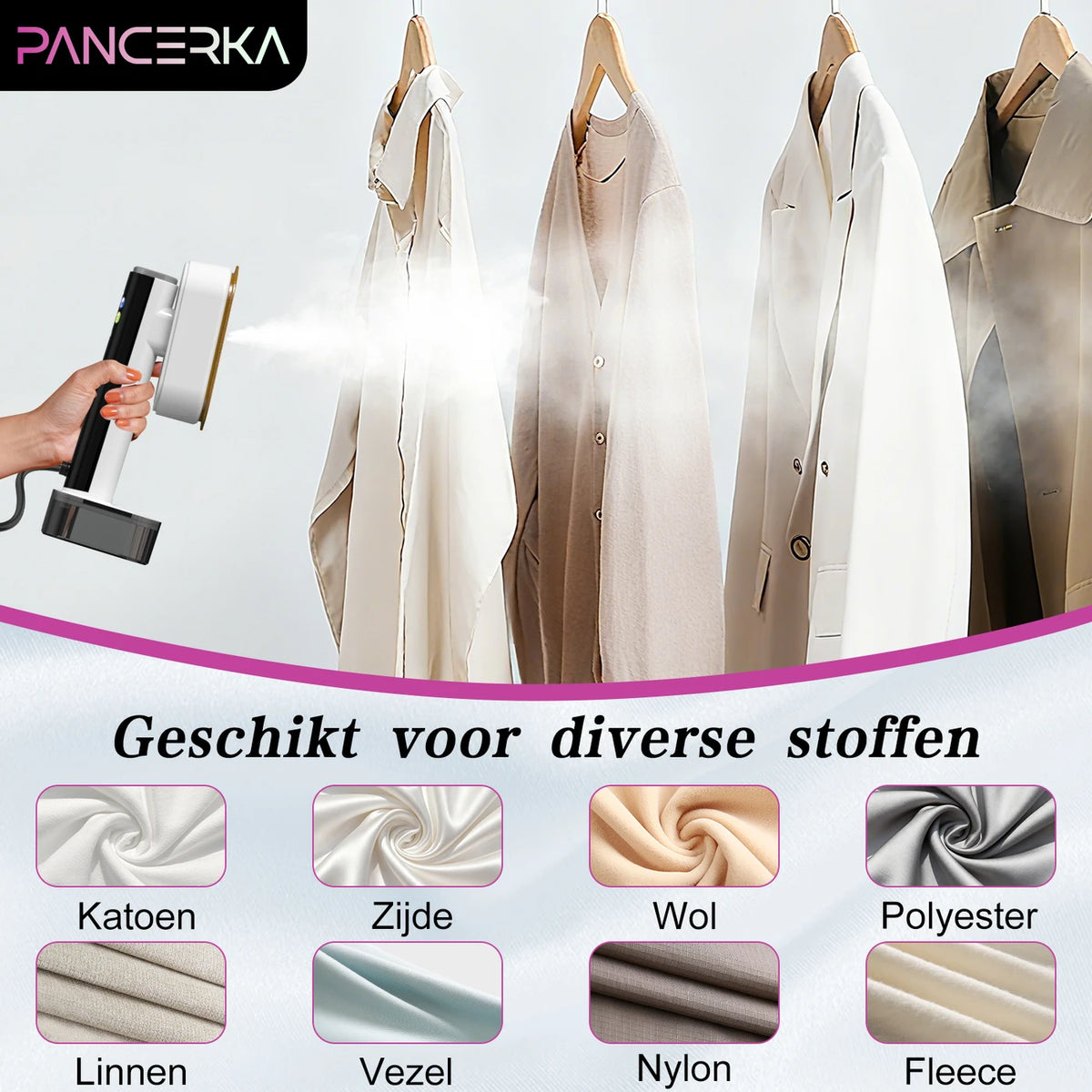 Pancerka 2-in-1 Kledingstomer en Strijkijzer - Klaar in 18 Seconden - 5 Standen met Digitaal Display - Zwart/Wit