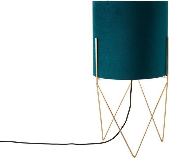 Brillant | Atami vloerlamp geborsteld messing/petrol | 1x A60, E27, 28W, geschikt voor normale lampen (niet meegeleverd)