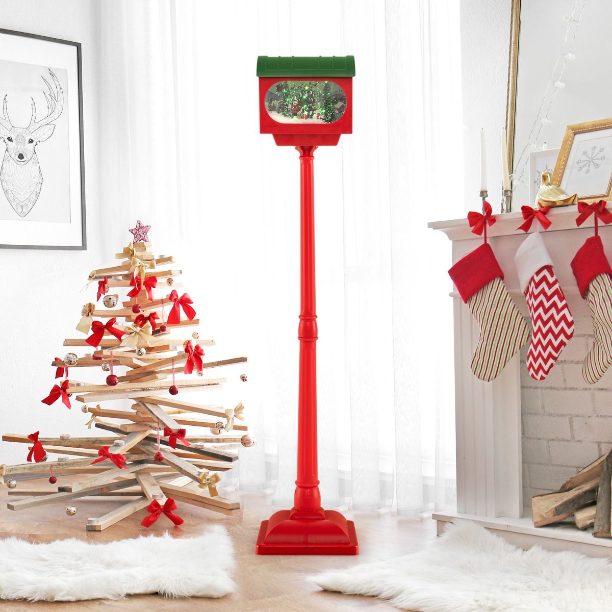 Coast Kerst Vloerlamp met Muziek - 32 x 32 x 150 cm - Rood