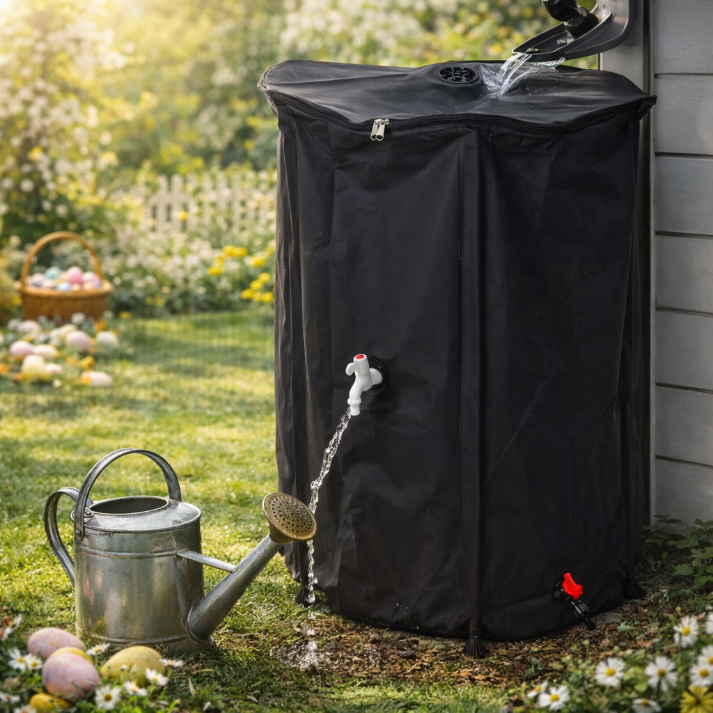 Koopman – Opvouwbare Regenton Met Kraan – 500 Liter – Voorzien Van Filter En Overstortventiel En Corrosiebestendig PVC – Voor Tuinonderhoud En Waterbesparing – Zwart Kunststof