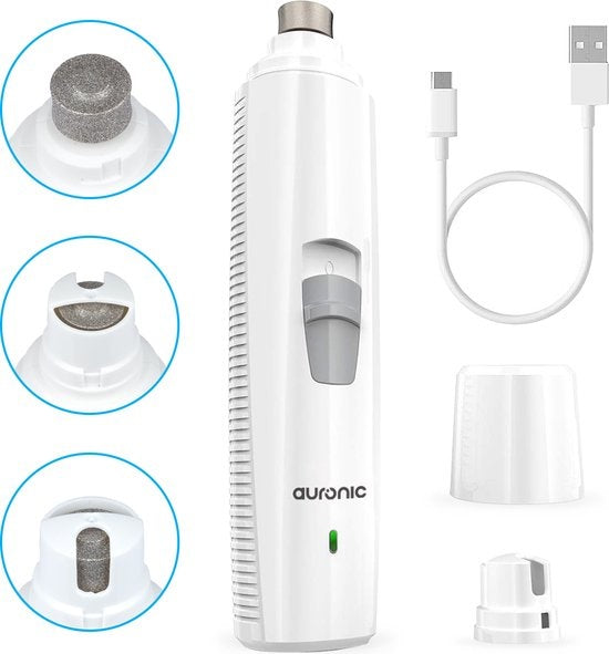 Auronic Elektrische Nagelvijl - voor Dieren - Oplaadbaar - Draadloos - Diamant Vijlkop - Hond/Katten - Wit