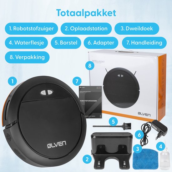 Ølven Robotstofzuiger met Dweilfunctie - App - Laadstation - Geschikt voor Huisdieren - Dweilrobot