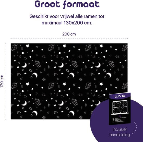 Lunae Draagbaar Verduisteringsgordijn met Zuignappen - 200x130cm - Verduisteringsdoek Zwart - 100% Verduisterende Blackout Curtain - Alternatief voor verduisterend raamfolie - Verduisterende Gordijnen
