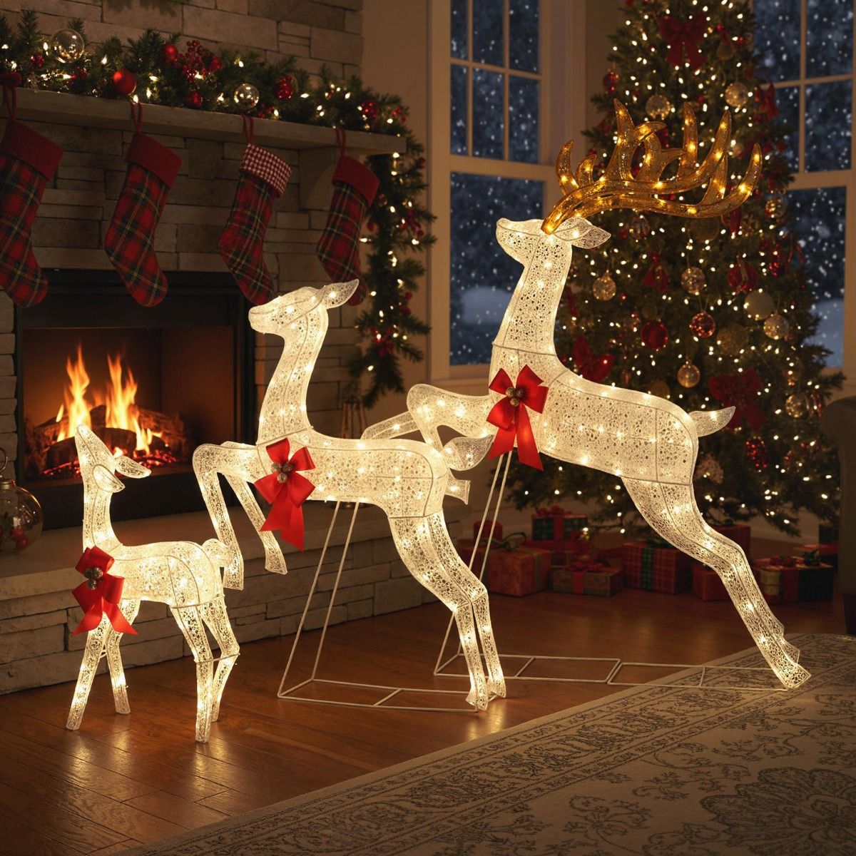 Coast 3-delige LED rendier familie XXL – 330 warmwitte LED’s – Bok 136x41x152 cm / Hinde 86x20x107 cm / Kalf 48x20x74 cm