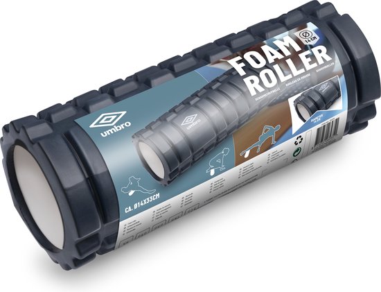 Umbro Foam Roller - Massage Roller - Sport en Fitness - Verlicht de Spieren - Zwart - 14 x 33 Centimeter