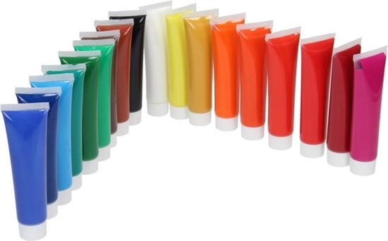 Artist & Co Acrylverf Set – 18 Tubes à 36 ml – Heldere Kleuren – Sneldrogend – Voor Canvas, Papier en Hout – Geschikt voor Beginners en Hobbyisten