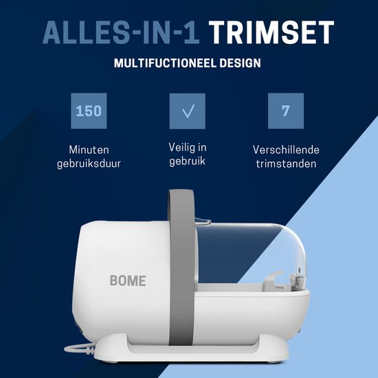 BOME Hondentondeuse - Alles in 1 Trimset - Tondeuse Hond - Poottrimmer - Nagelvijl Hond - Dieren Tondeuse
