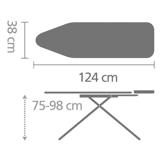 Brabantia Strijkplank B - met Stoomunithouder - 124 x 38 cm - Cotton Flower