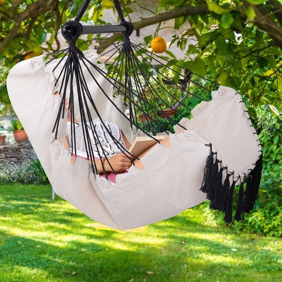 Detex Hangstoel Bohemian – Incl. Fleshouder 2 Kussens XL - Crème