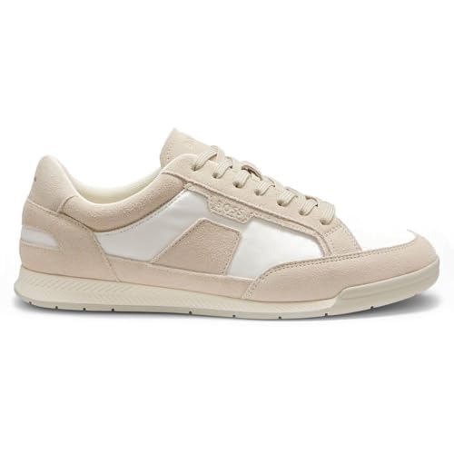 BOSS Nitan Trainers Maat 6 - Heren - Leer/Textiel - Open Beige