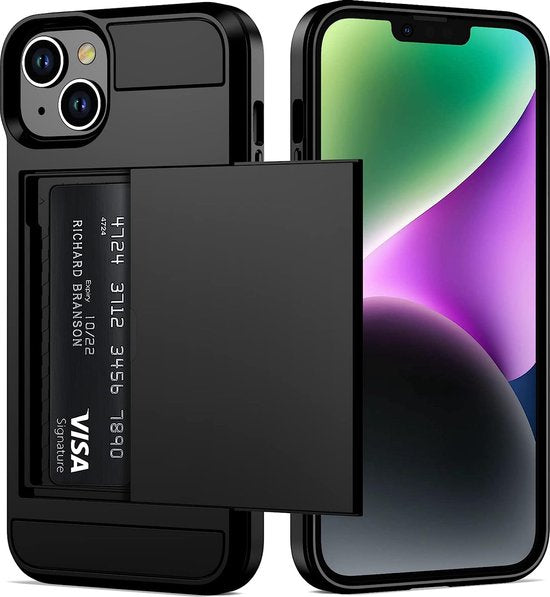 Telefoonhoesje Geschikt voor Iphone 14 Hoesje Met Pasjeshouder En Screenprotector Beschermglas