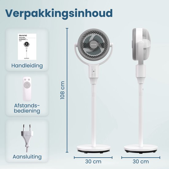 Auronic Statiefventilator - Staande Ventilator - Luchtkoeler - Vloer en tafelventilator - Omni - 3 Snelheden - Stille Ventilator - Fan - Met Afstandsbediening - Zwart