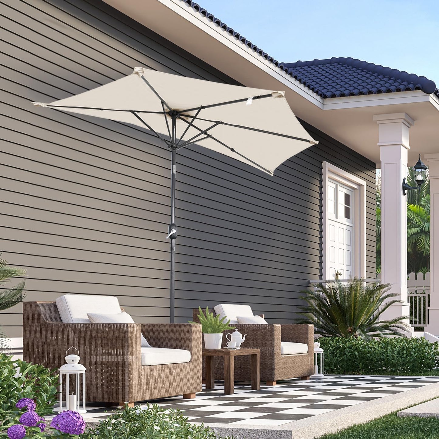 Angel Living Balkonparasol - Halfrond - 265 x 130 cm - Beige