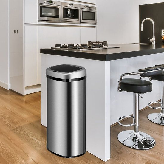 Automatische Prullenbak / Afvalemmer / Sensorprullenbak - 70 Liter - Zilver - Rechthoek