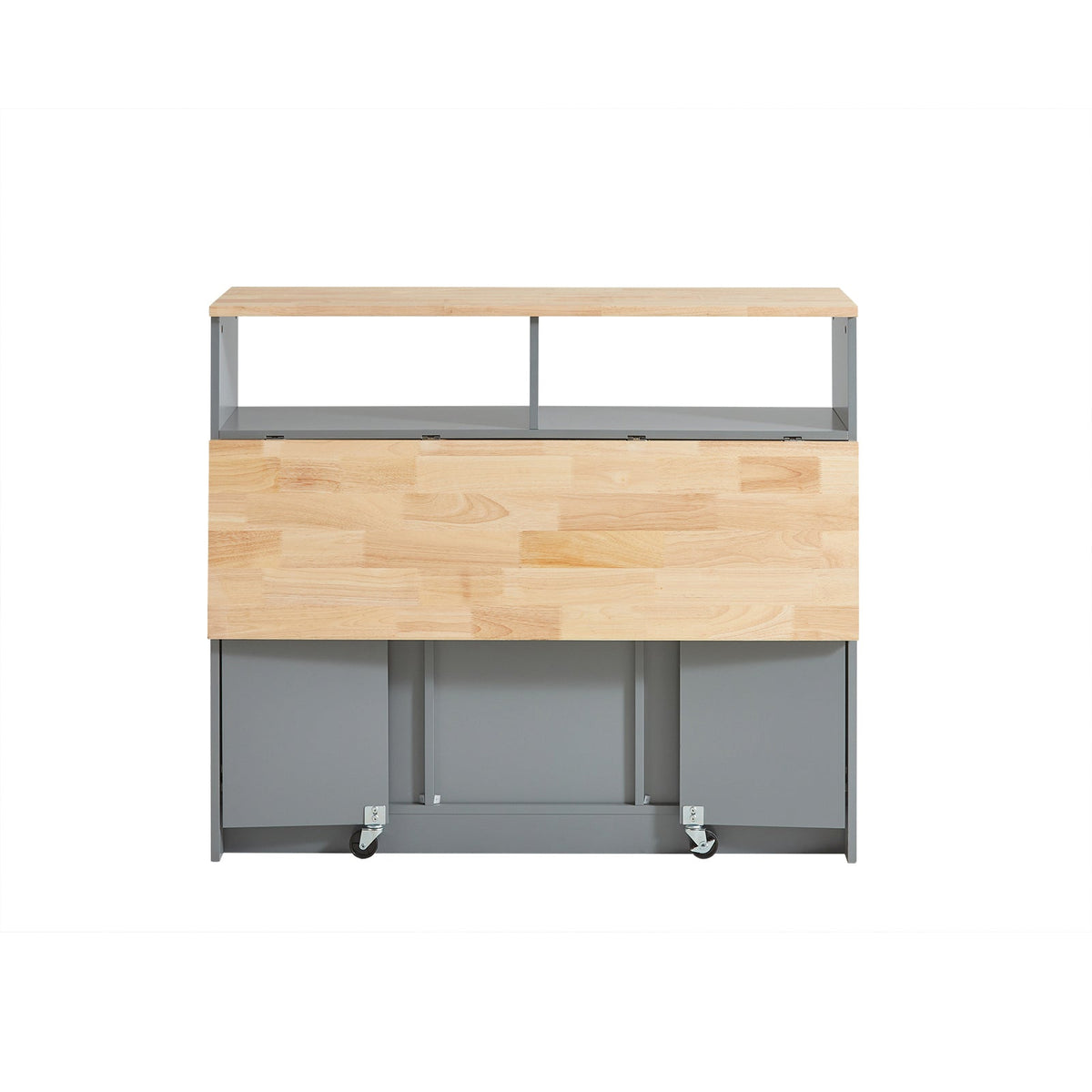 SoBuy FSB36-HG Opbergkast met Schuifdeuren en Uitschuifbaar Werkblad – 110x68x97 cm – Lichtgrijs