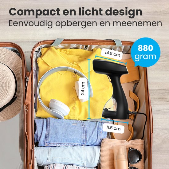 Auronic Kledingstomer - Stoomapparaat - Handstomer voor Kleding en Meubilair - 300ml - Zwart