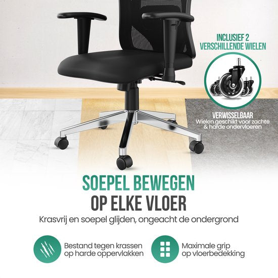 Avalo Ergonomische Bureaustoel Met Hoofdsteun - NEN1335 - Bureaustoelen Voor Volwassenen - Bureau Stoel - Incl. 2 Sets Krasvrije Wielen Voor Harde / Zachte Ondergrond