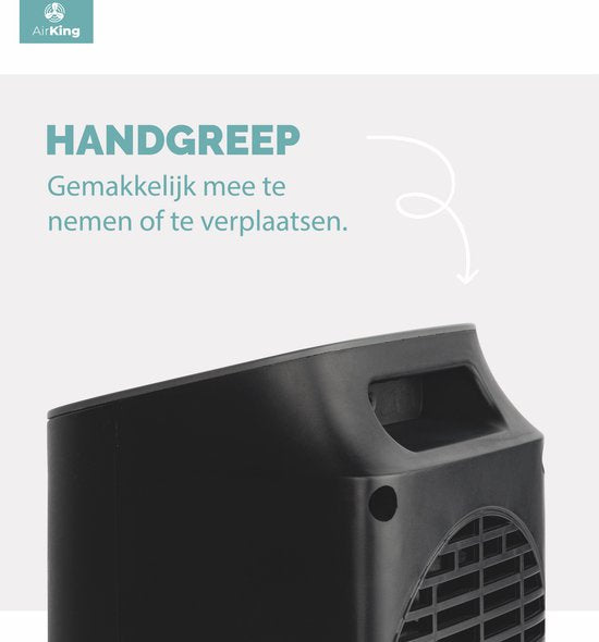 AirKing Elektrische Kachel - Compacte Keramische kachel met touchscreen - Kachelventilator 2 Standen 900 en 1800 Watt - Kantelbeveiliging - Draagbaar