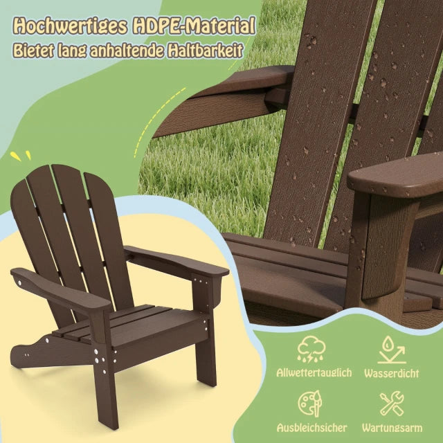 Coast Kinder Tuinstoel Bruin – HDPE Relaxstoel met Ergonomische Rugleuning – 53,5 x 52 x 64 cm