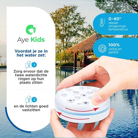 AyeKids Zwembad Verlichting – Onderwater Lamp – Jacuzzi – LED – Waterproof – Afstandsbediening – 16 kleuren